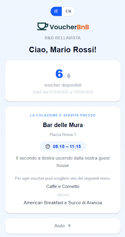 L'ospite riceve il link