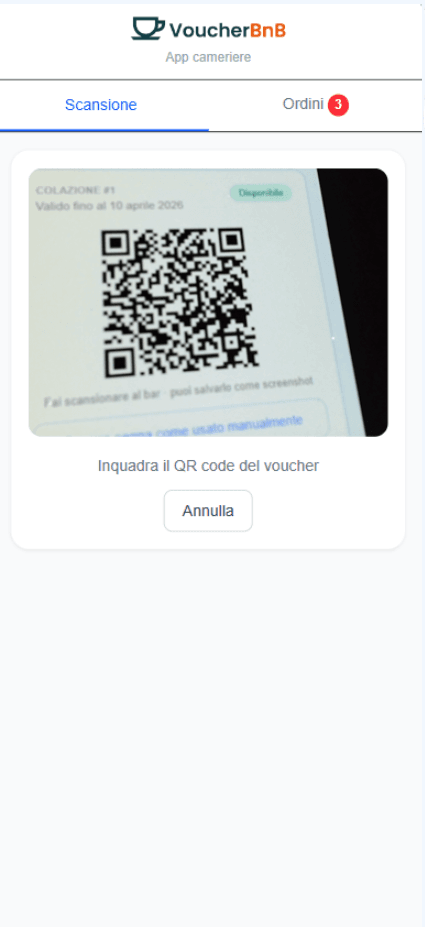 Il bar scansiona il voucher